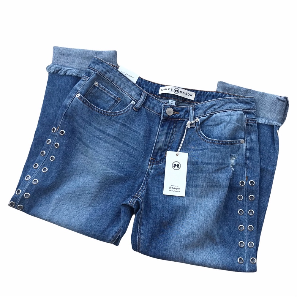 Ashley Mason Ankle Jean Rivet Edges Frayed Hemline